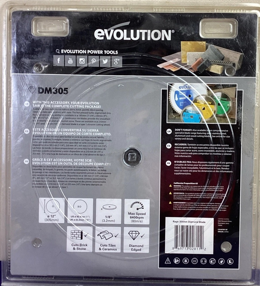 Evolution 12” Diamond Blade NEW