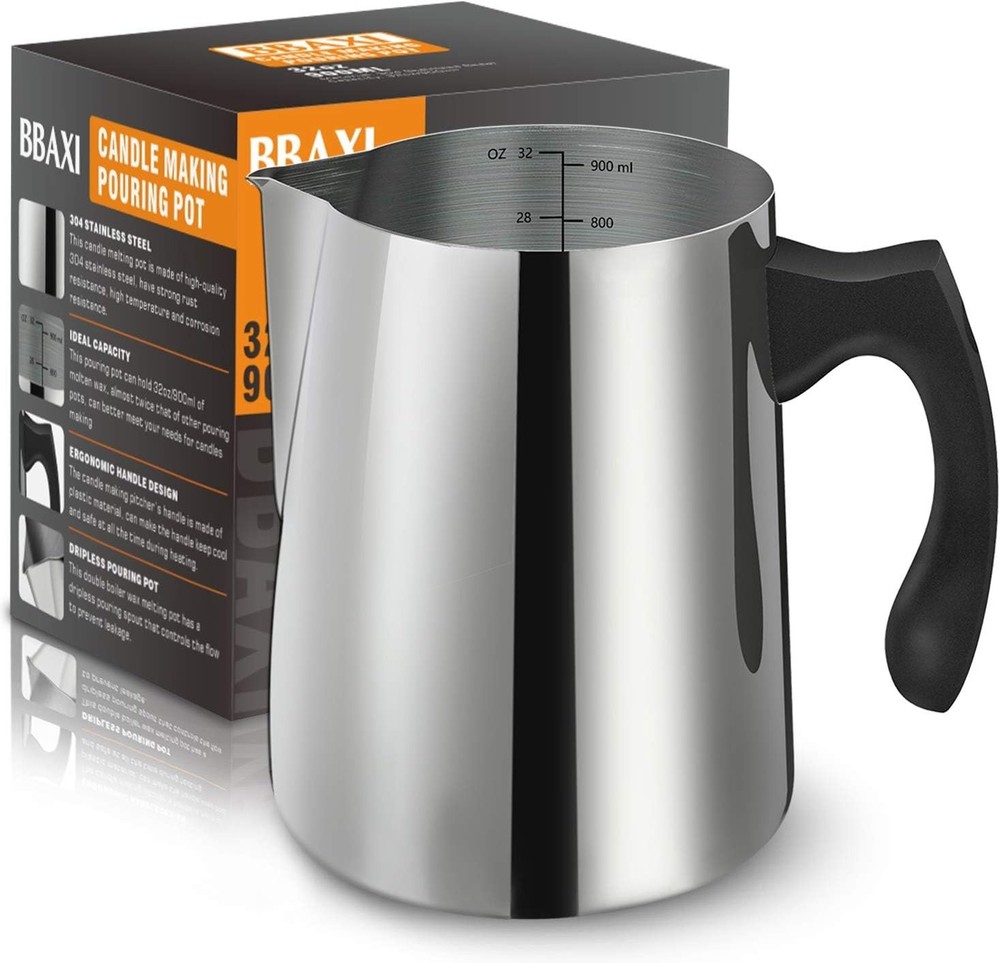 Effortless Candle Making Pitcher - 32oz Double Boiler with Safe Handle Design