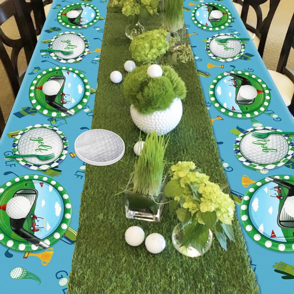 Golf Party Supplies for 40 Guests, Disposable Tableware Set Includes Green