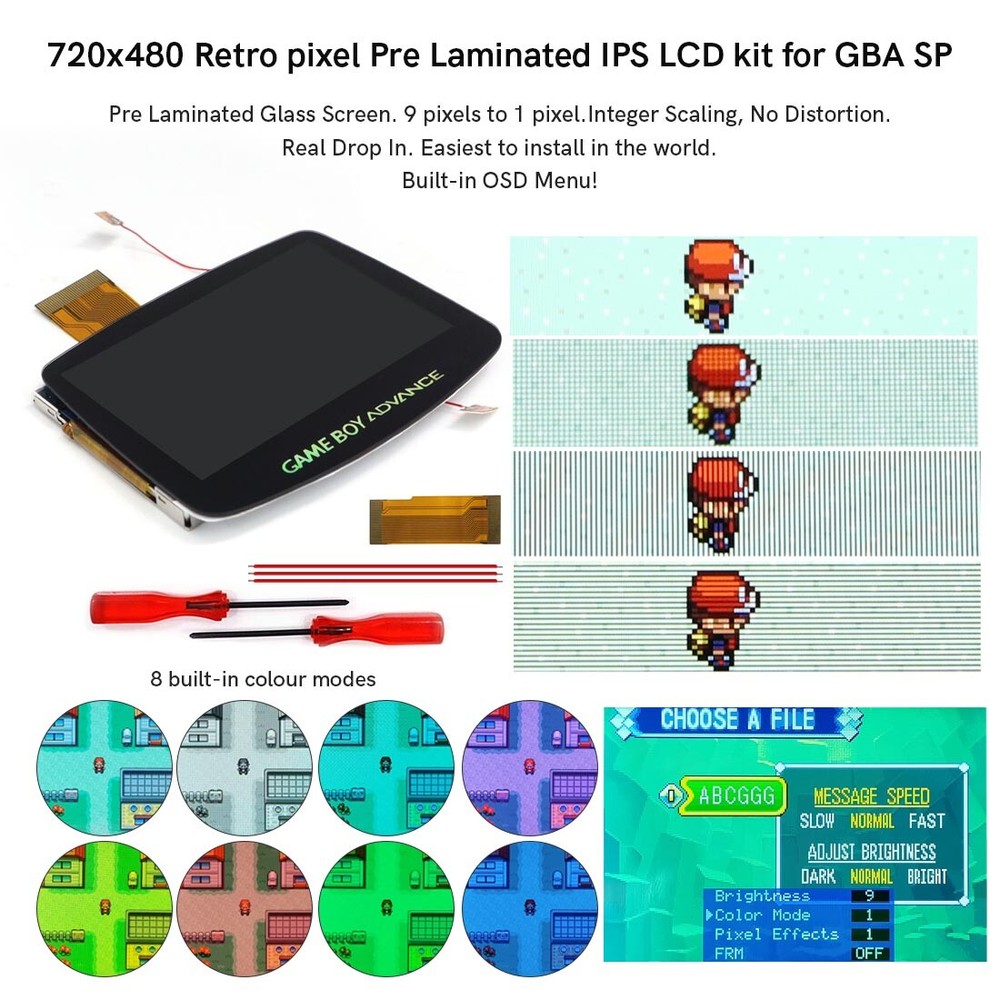 V5 Drop In GBA Laminated IPS 720X480 OSD Backlight Backlit LCD For GBA Game Boy