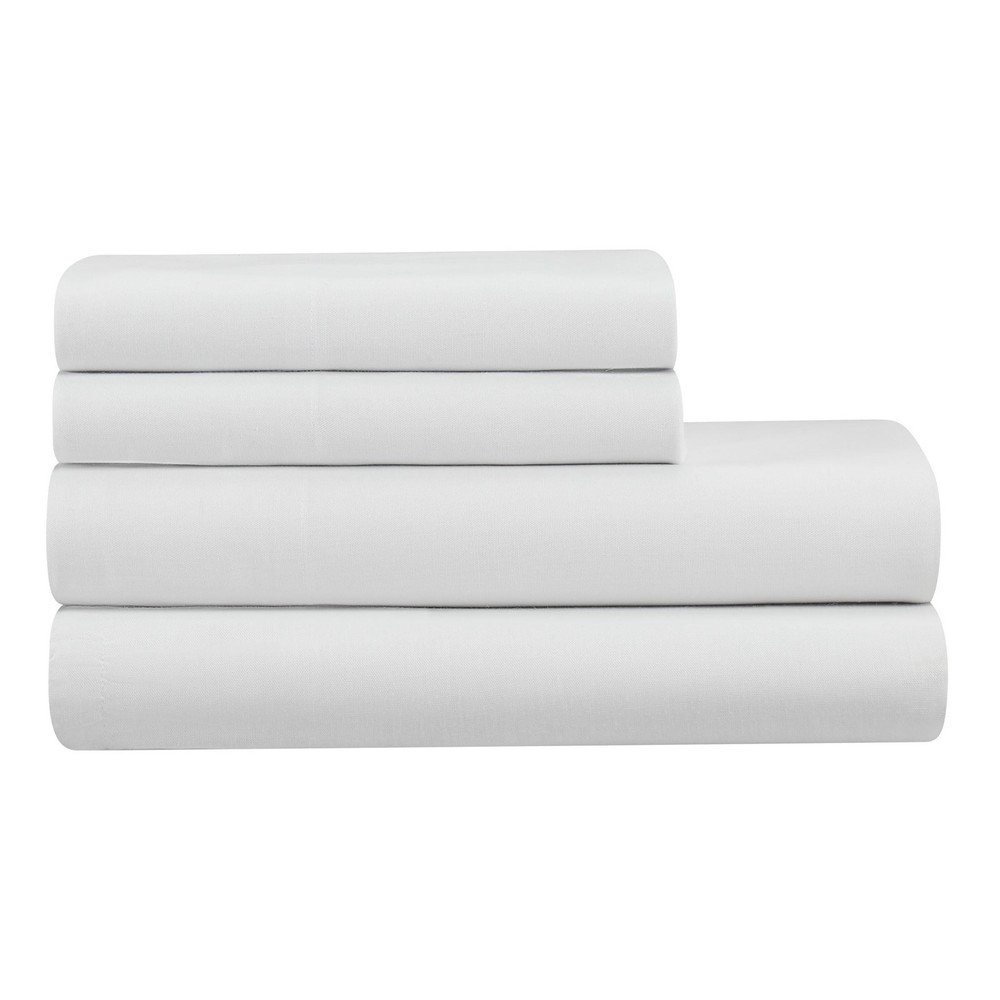 4-Piece Tan Lyocell & Linen Blend Percale Bed Sheet Set Queen