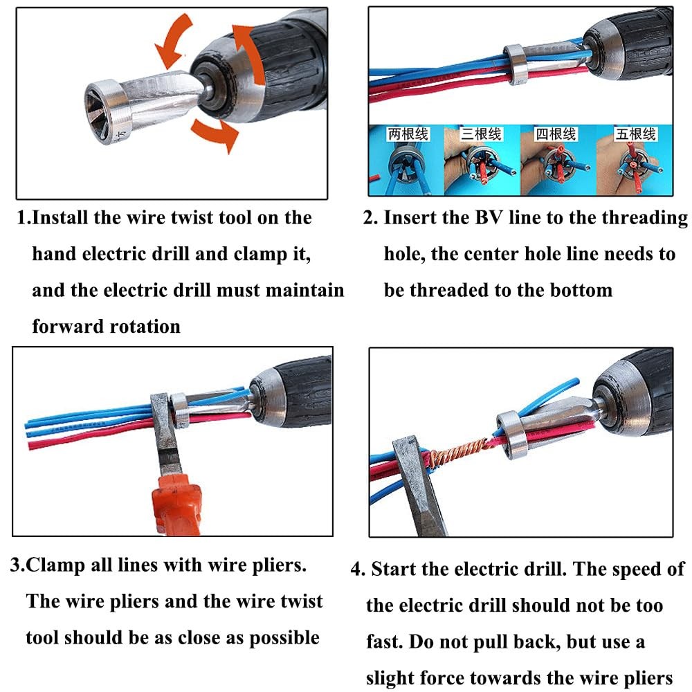 2pcs Wire Twisting Tool 6mm Hex Shank Electrical Cable Wire Stripper and Twis...