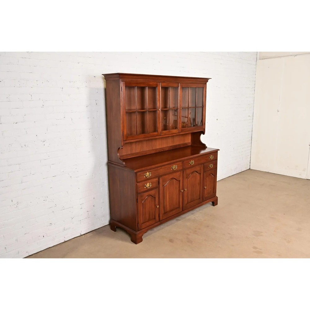 Henkel Harris American Colonial Solid Cherry Wood Breakfront or Sideboard Buffet