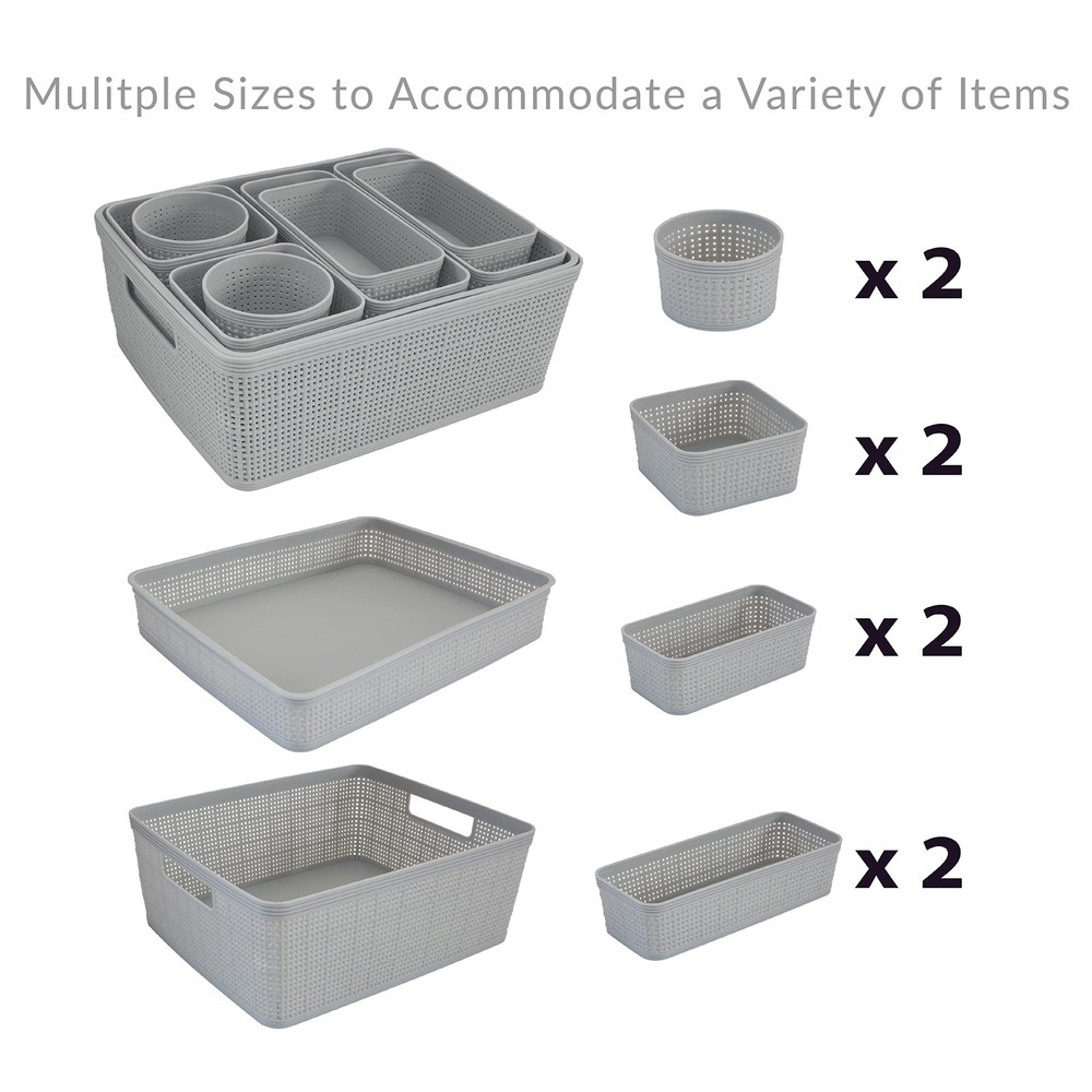 10 Piece Organizing Set | Multiple Size Bins | Multipurpose | Office | Desk |...