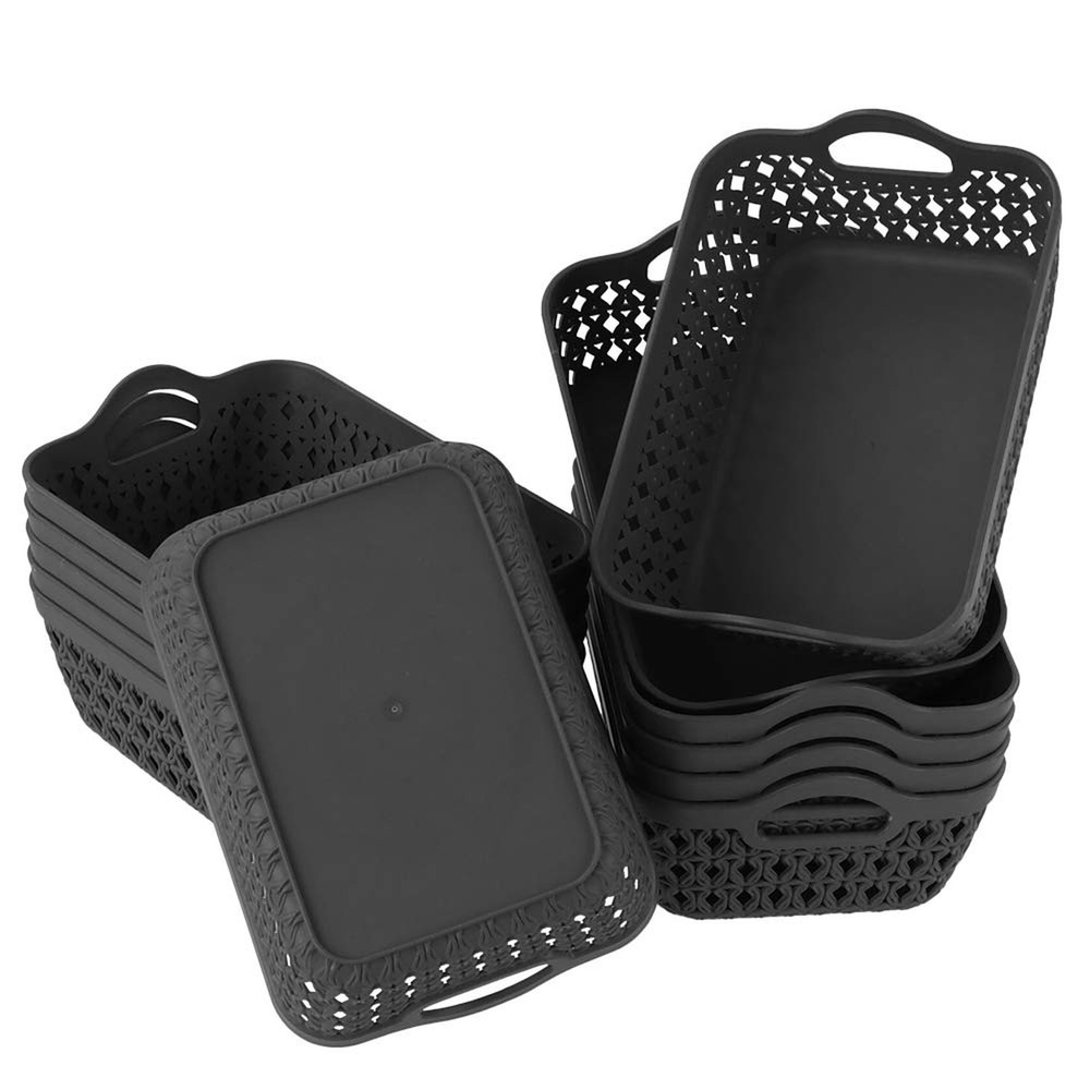 12-Pack Mini Plastic Storage Baskets Trays, Gray Tiny Storage Baskets
