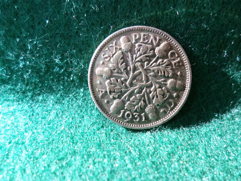 1931 Great Britain 6 Pense Silver Coin