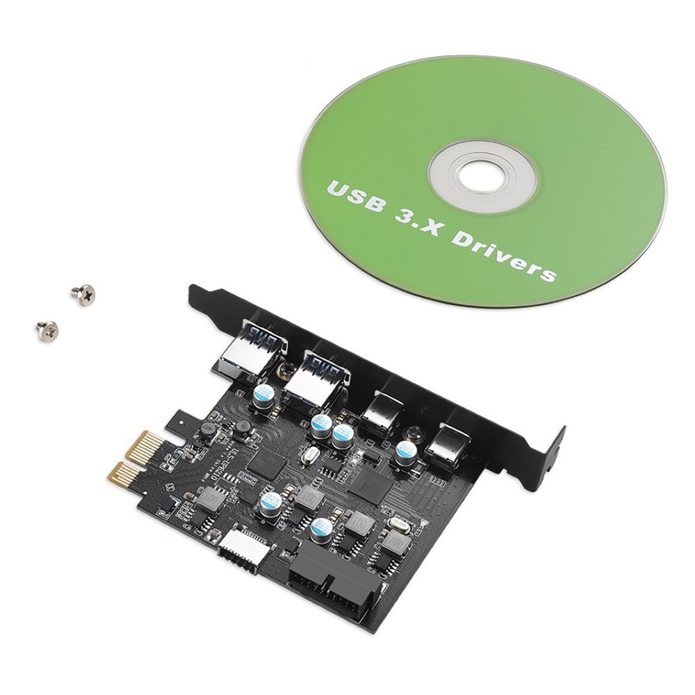 Plug-N-Play USB3.0 PCIe Expansion Card 2xUSB-C 2xUSB-A 5Gbps For Multi-OS