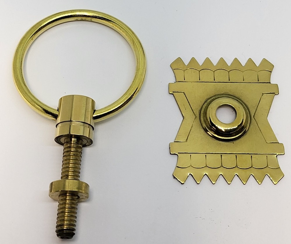 Eastlake Victorian Style Solid Brass & Nickel SINGLE POST RING PULL handle bail