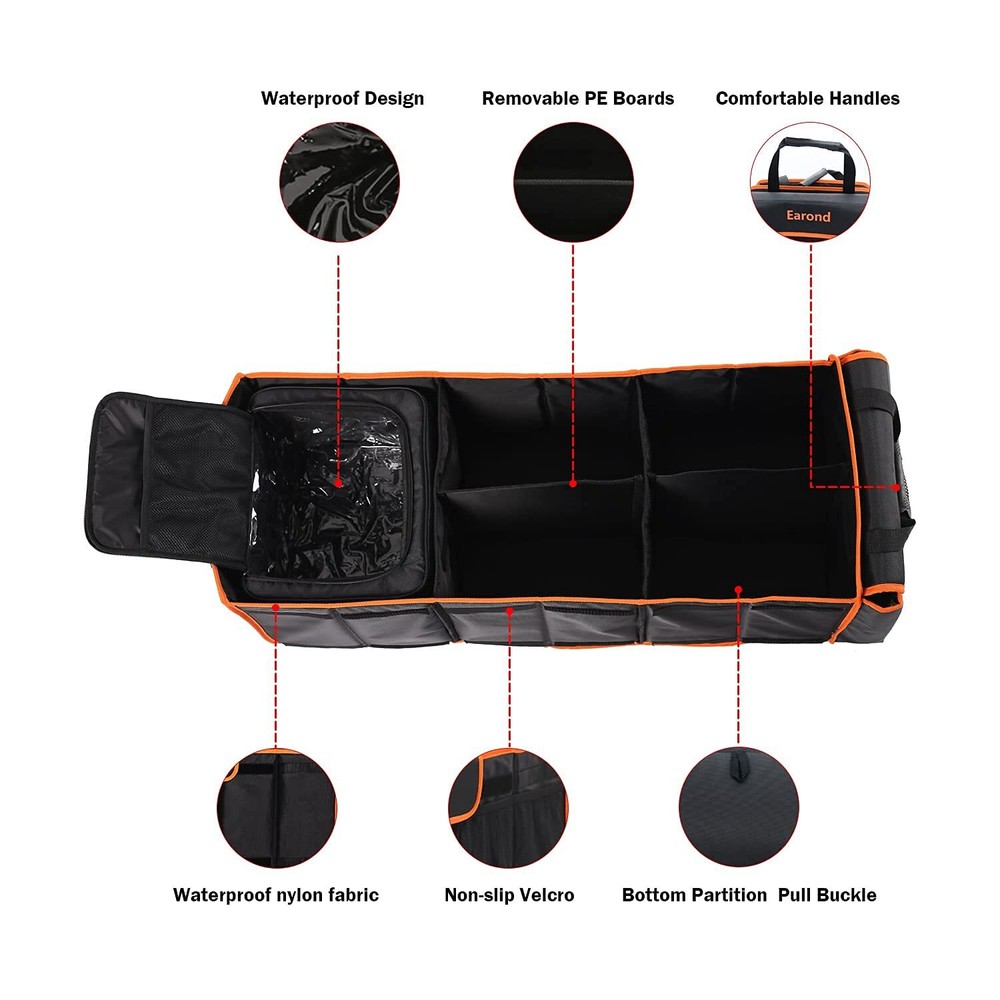 Large Trunk Organizer with Cooler 3 Compartments SUV Cargo Organizer Portable...