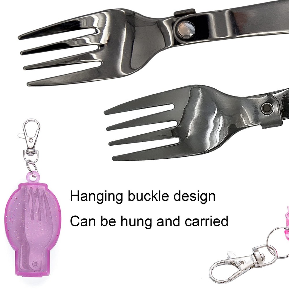 Acantha Foldable Fork and Spoon Set, Portable Folding Spoon and Fork Set with...