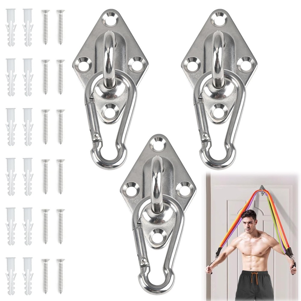 3 Pack Resistance Band Wall Mount, Exercise Anchors Hooks for Wall, Space Sav...