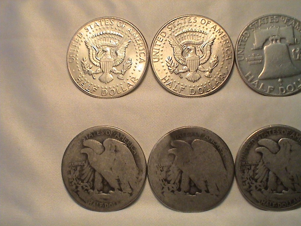 Mix Lot of 8 Silver Half Dollars