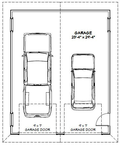 24x30 2-Car Garage -- 720 sq ft -- PDF Floor Plan -- Model 1E