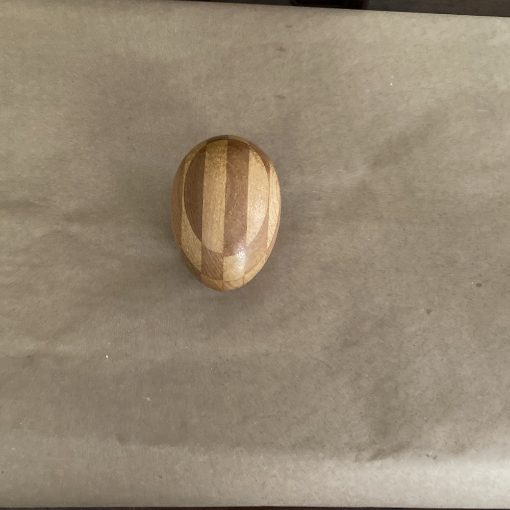 Vintage Wooden Darning Egg Sewing Tool with Striped Pattern