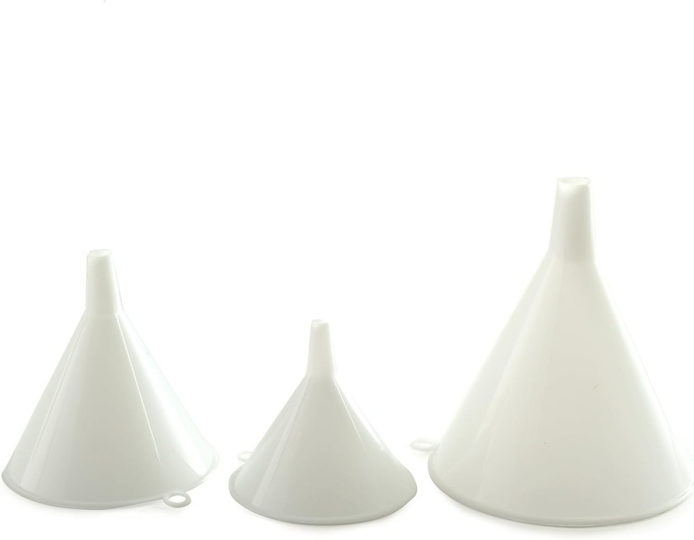 White Plastic Funnels Set of 3 - Versatile Kitchen Tool for All Sizes