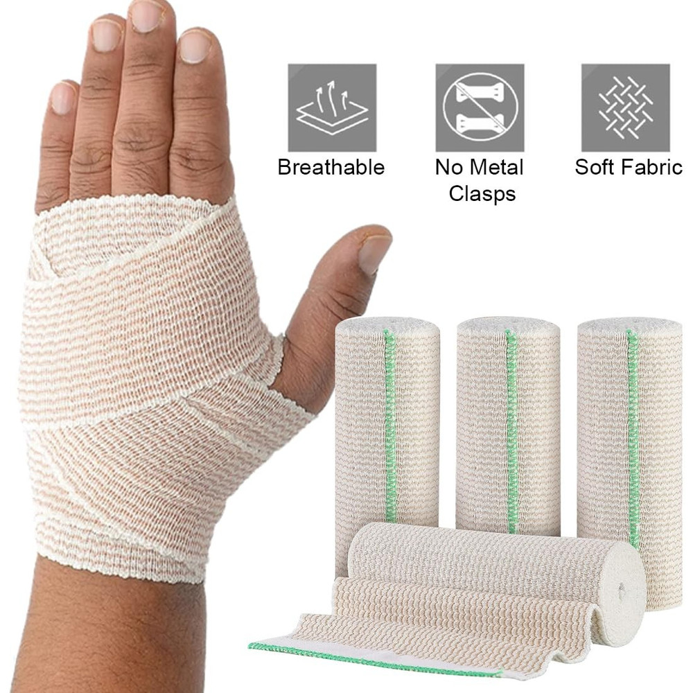 4 Pack 6 Inch Elastic Bandage Wrap Compression Wrap with Self Closure