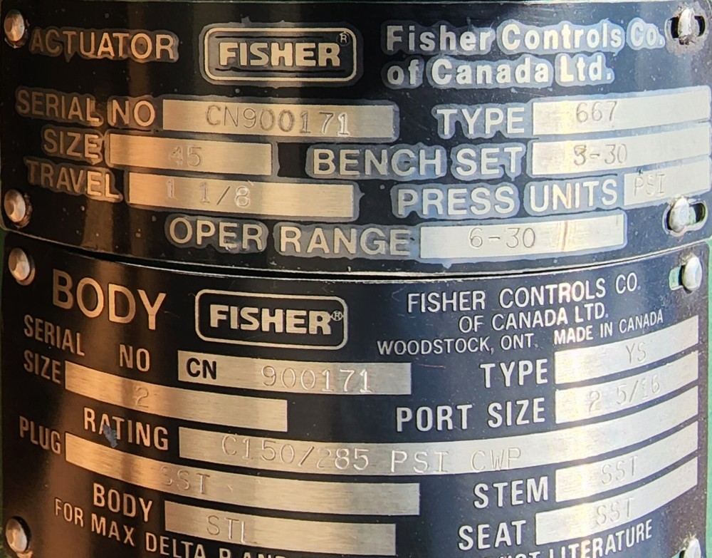 FISHER CONTROLS ACTUATOR TYPE 667 SIZE 45 TRAVEL 1-1/8"