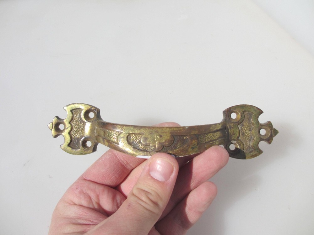 Victorian Brass Door Handle Antique Gothic Pull Old Sash Window Lift 7"W