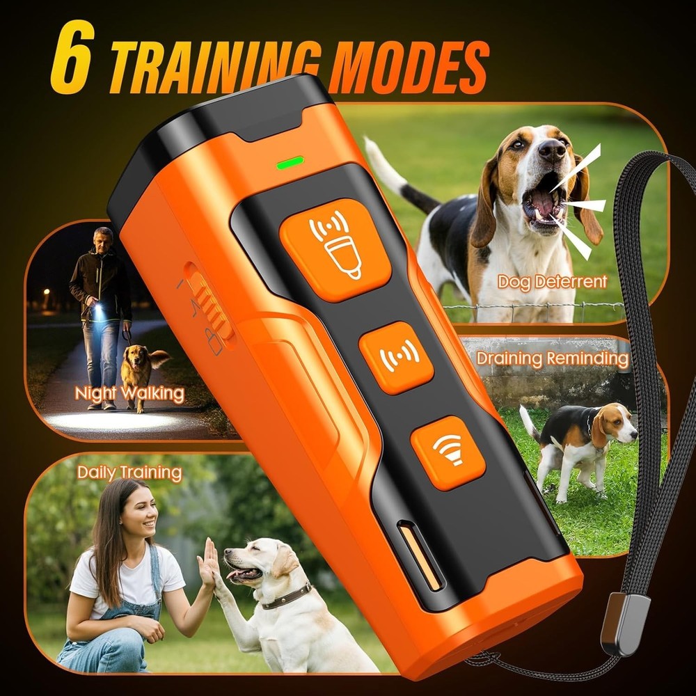 Dog Bark Deterrent Device Ultrasonic 6 Modes 23 FT Range Safe Humane Training