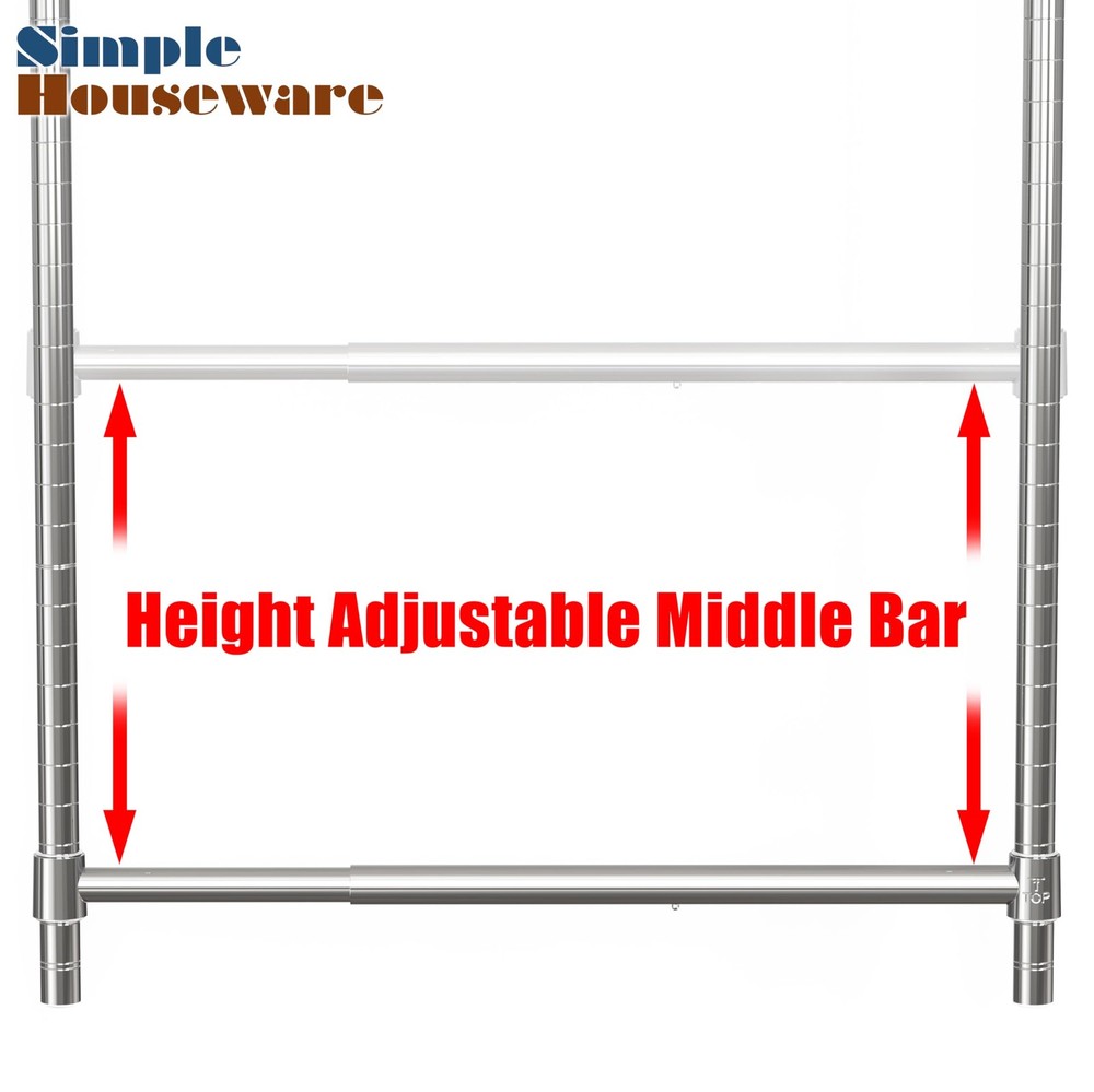Adjustable Closet Hanging Rod, Chrome