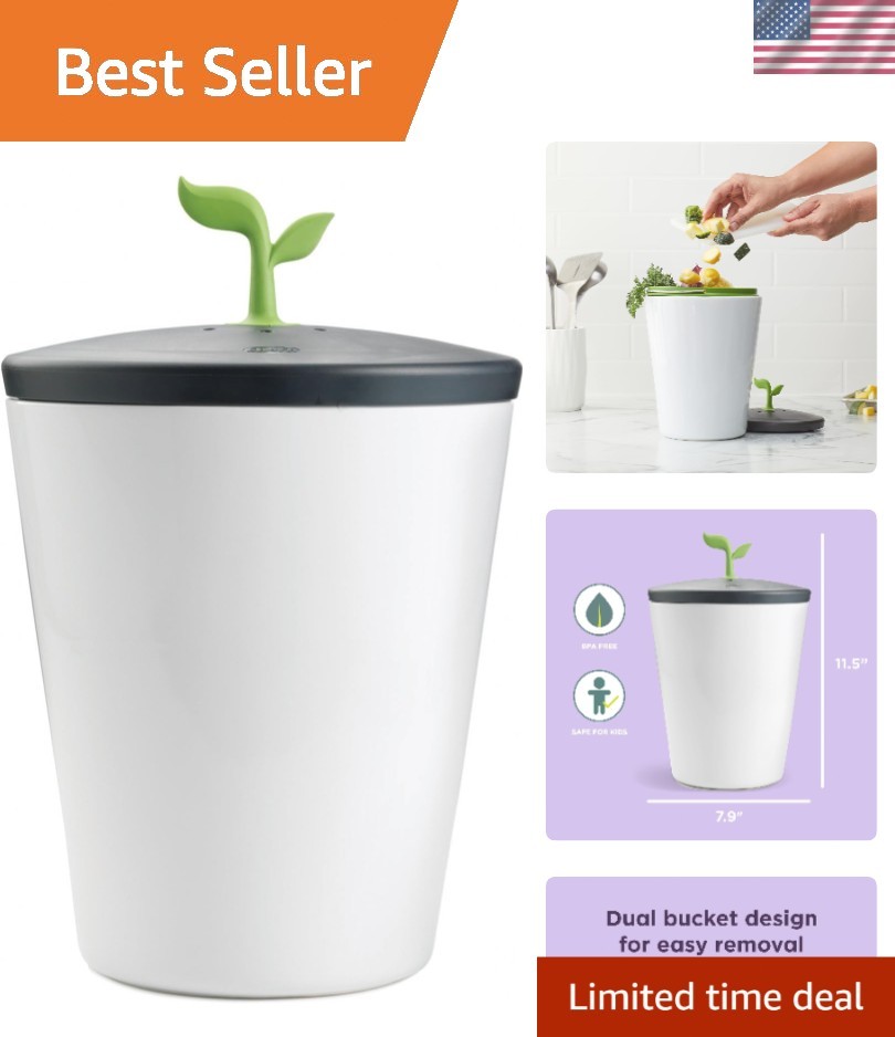 Countertop Compost Bin 3L Ceramic Odor Free Modern Kitchen EcoCrock