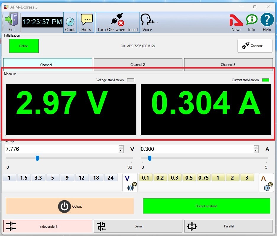 APS-7205 DC Power Supply 158W 32V / 5A 3 Channels Programmable Free Software
