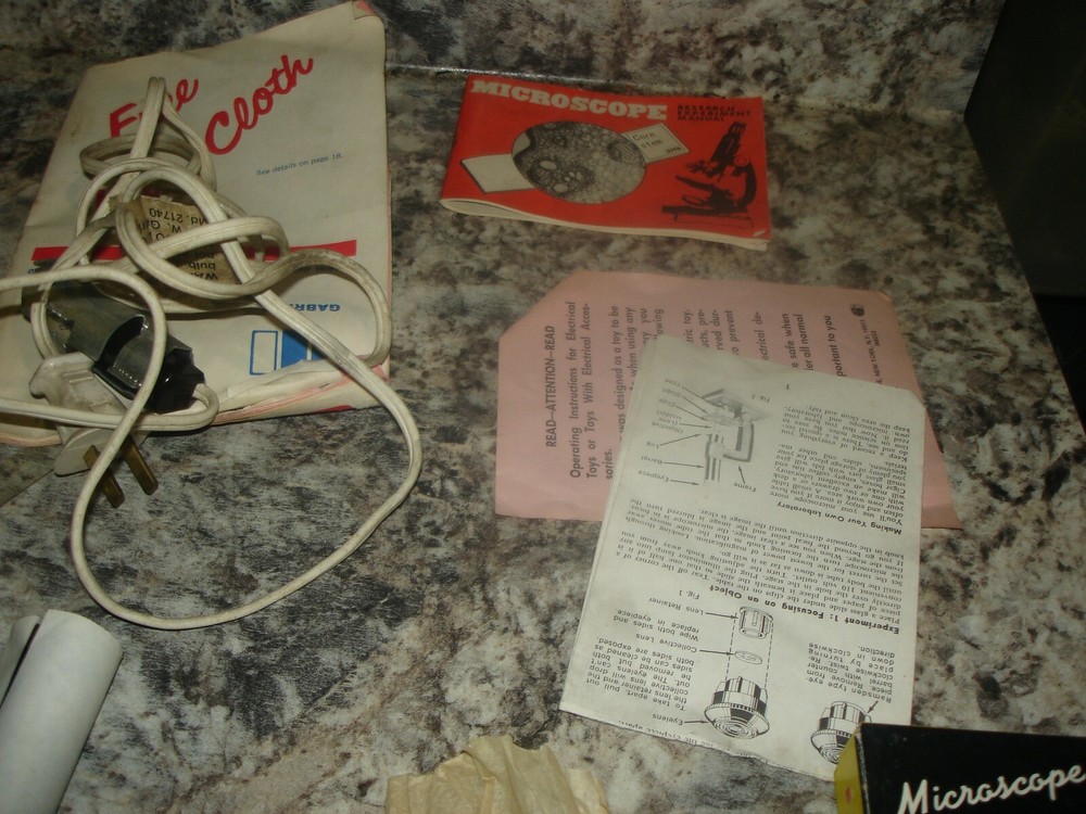 Vintage Gilbert Microcraft Microscope and Storage Cabinet and Slides Cool