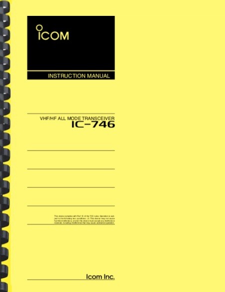 Icom IC-746 IC746 Transceiver OWNER'S INSTRUCTION MANUAL