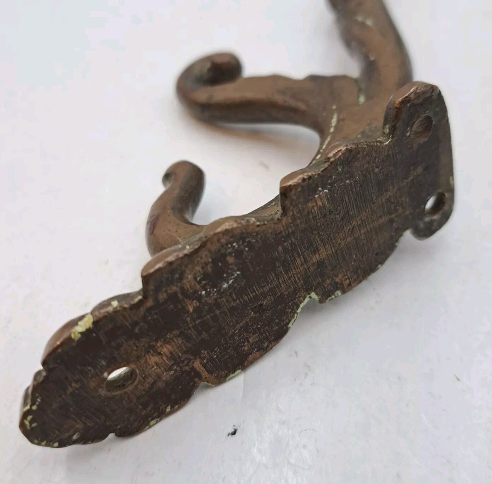 Antique / Vintage Cast Brass Victorian Hat or Coat Hook Large Hook Hardware