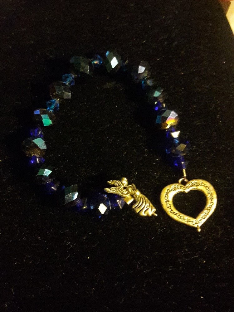 Artisan Handcrafted Blue Glass Beaded Bracelet size average