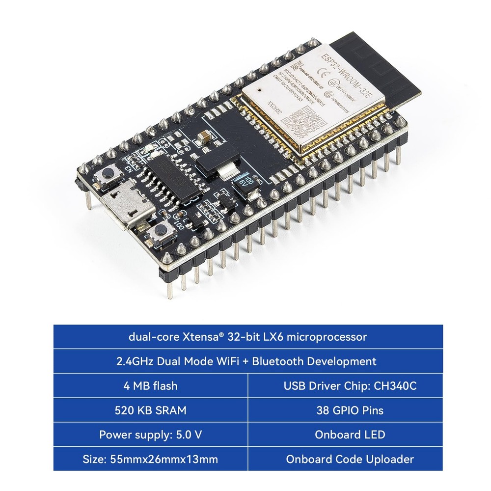 ESP32 Kit with ESP32 WROOM 32E Module Enhanced Breakout Expansion Development...