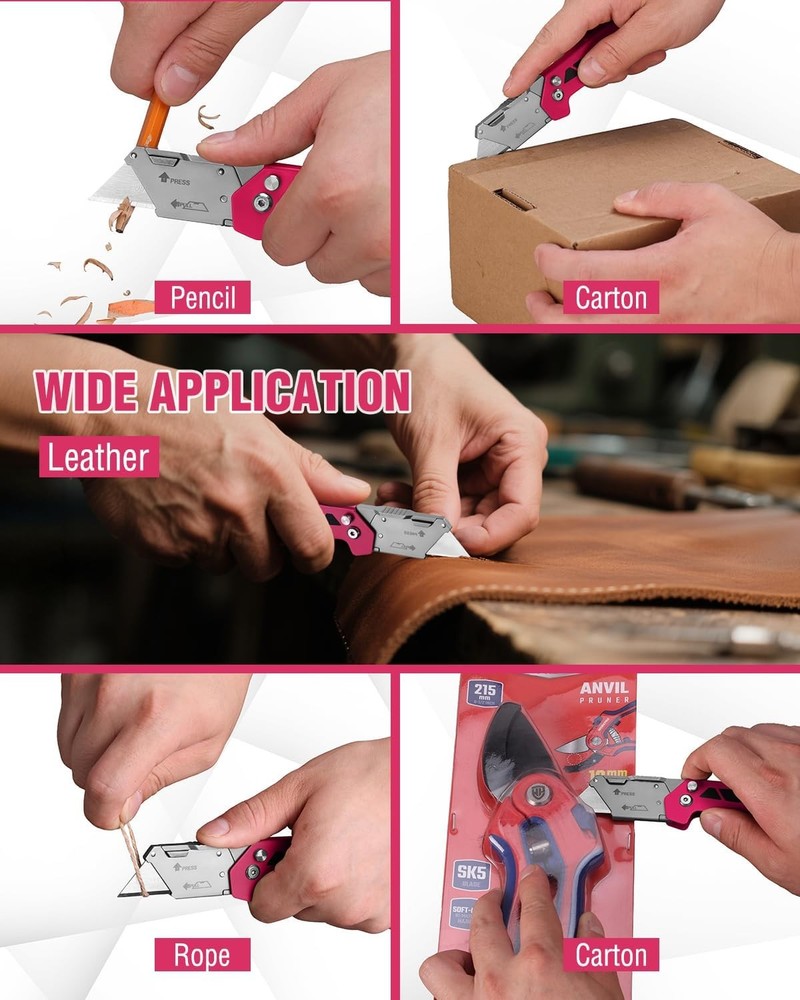 WORKPRO Pocket Folding Utility Knife Box Cutter Quick Open Axis Lock 10PCS Blade