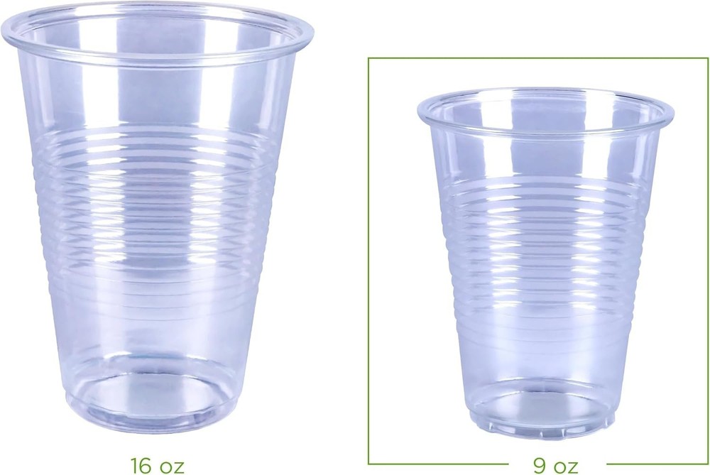 Small Disposable Clear Plastic Cups, 9oz, 100 Count