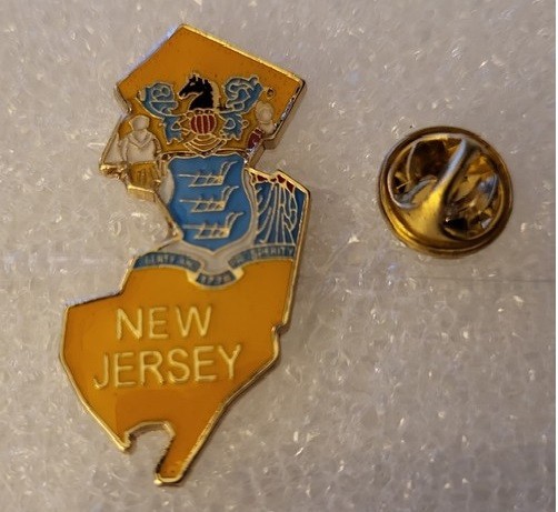 New Jersey State Flag Map lapel pin