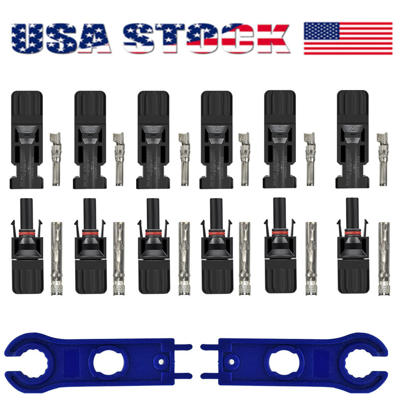 12/24PCS Solar Panel Cable Wire Connectors Crimper PV Crimping Pliers Tools Set