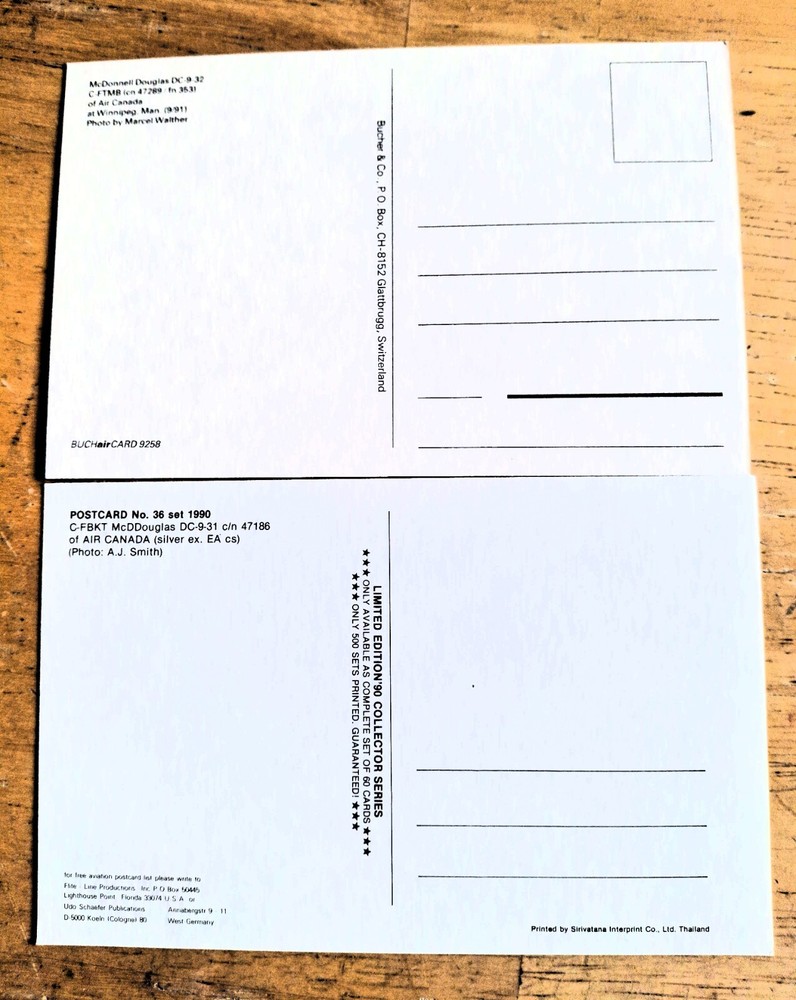 AIR CANADA 2 Postcards Douglas DC-9-31 + Douglas DC-9-32