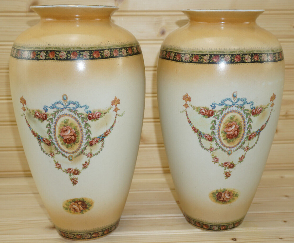 Roses Vases (2) 10 3/4" Tall    (B23)