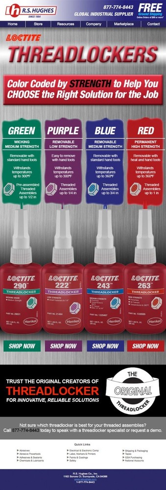 Loctite 243 Blue Threadlocker Medium Strength Adhesive for Metal Fasteners