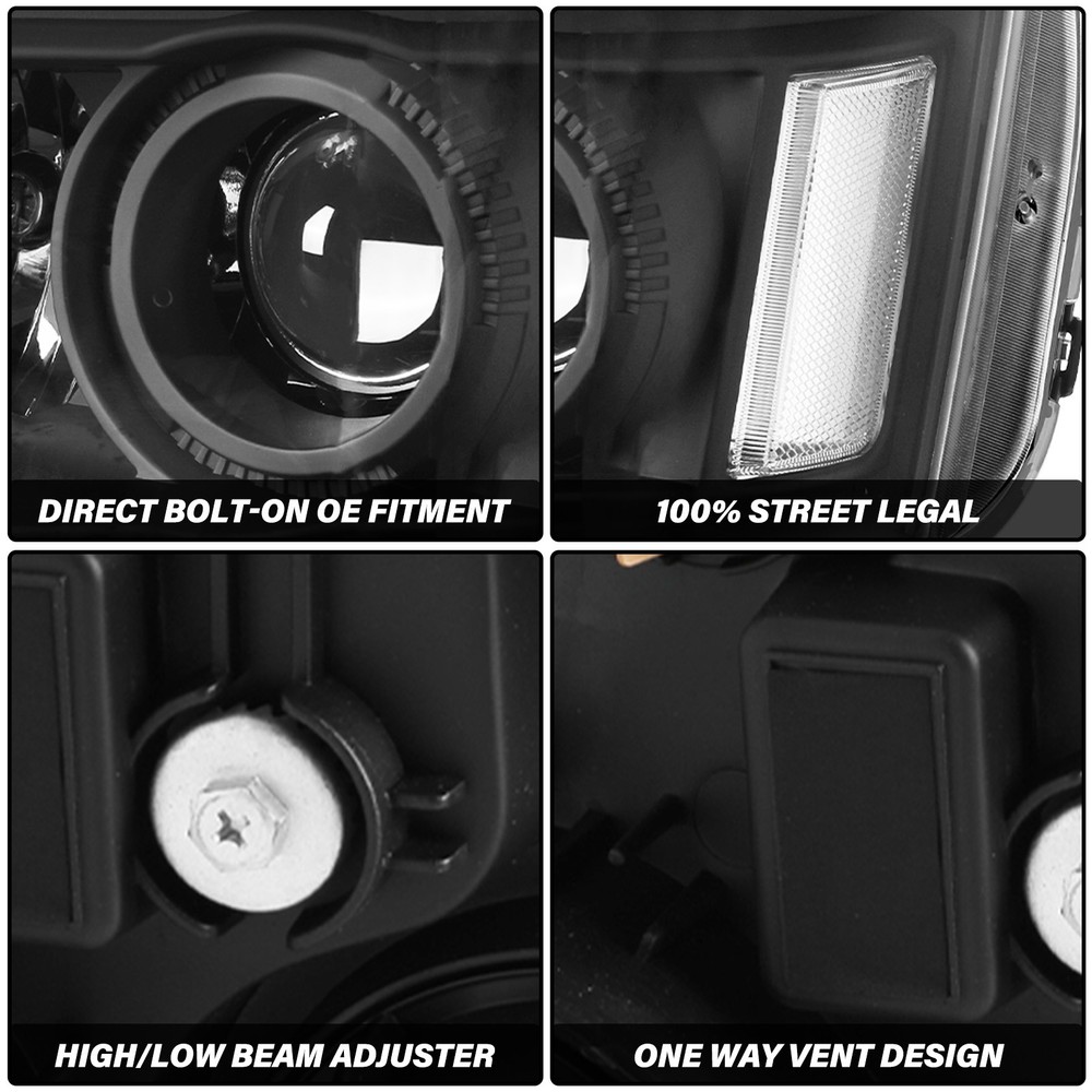 For 2010-2015 GMC Terrain Halogen Projector Black Headlights Headlamp Left&Right