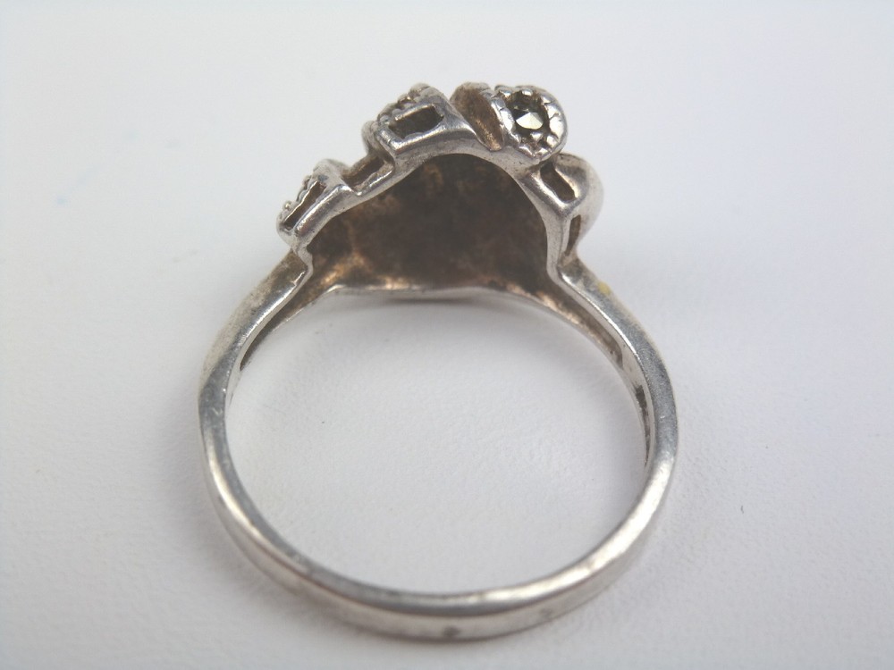 Sterling Sliver 9.25 Rhinestone Ring Size 6 Mexico