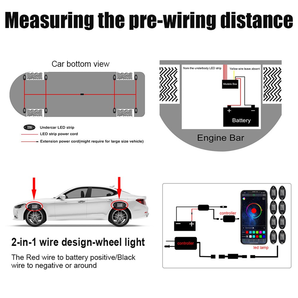 8pcs Multicolor Waterproof with APP 24 V9I2