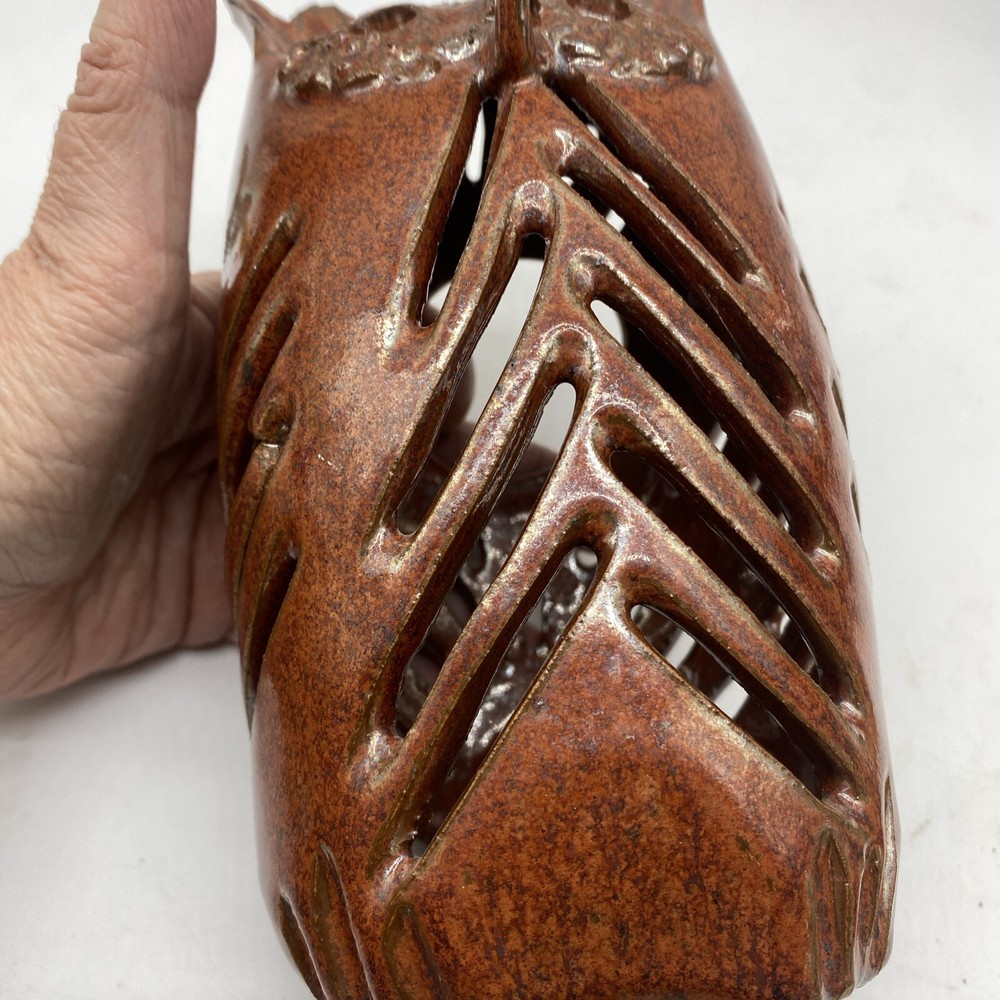 Art Pottery Owl Candle Holder
