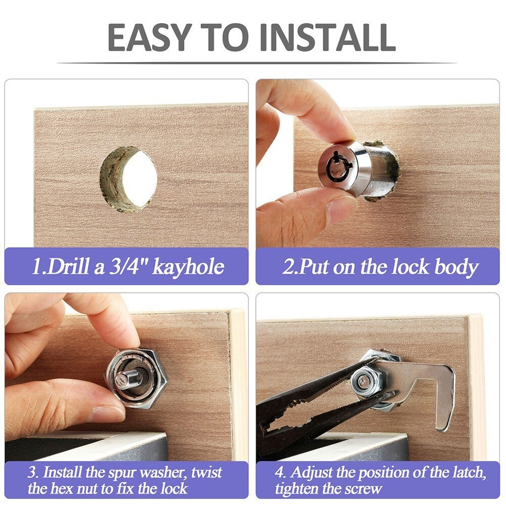 Secure and Reliable Chrome Finish Camlock with Keys Tool Box Replacement Lock