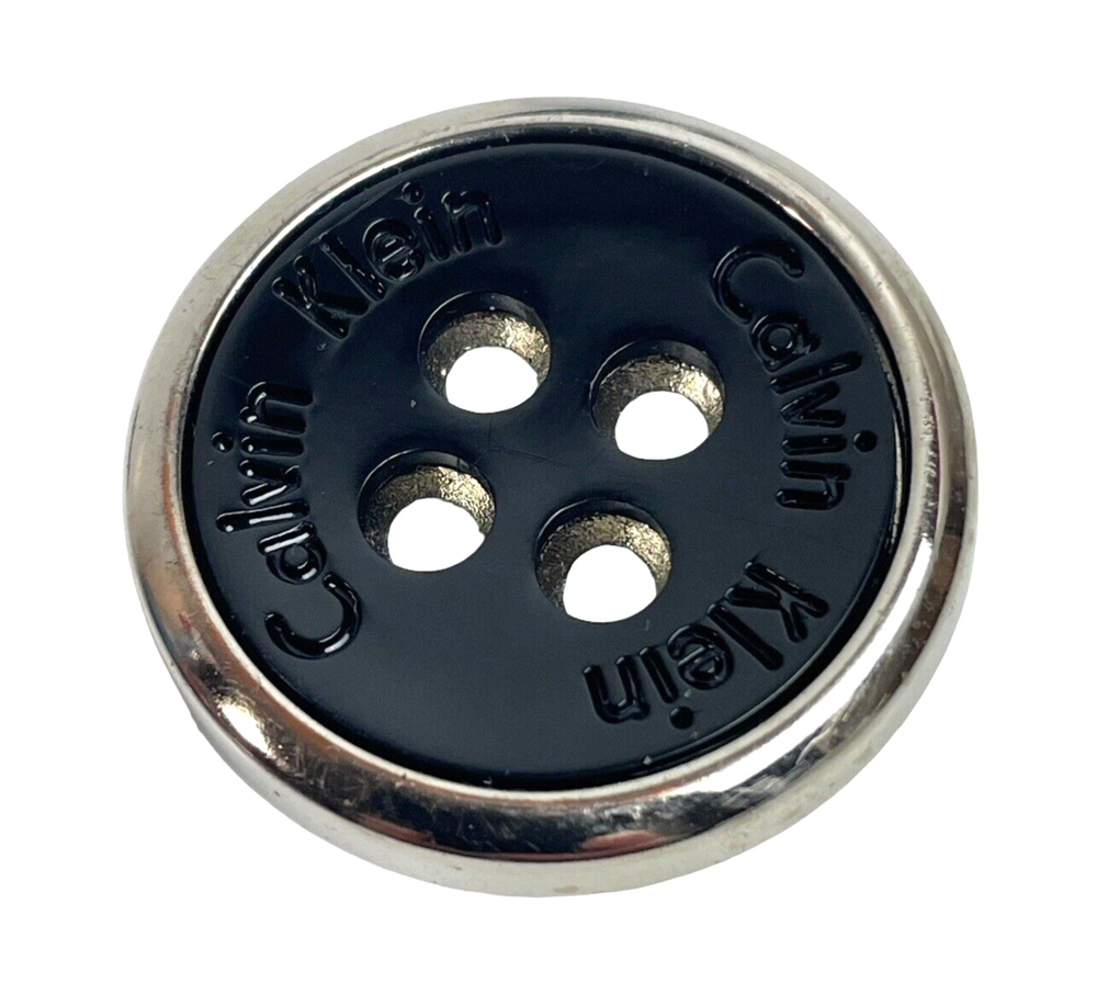 Calvin Klein Plastic Black w/ Silver Color Rim Main Front Replacement Button 1"