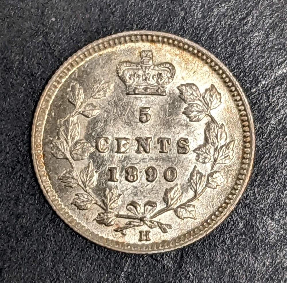 1890 H Canada 5 Cent Silver Victoria