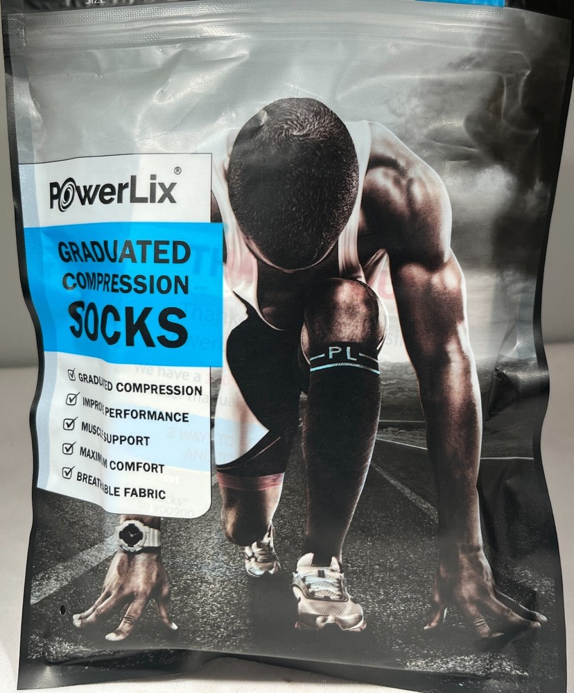 PowerLix Graduated Compression Socks, 1 Pair - Choose Size & Color!