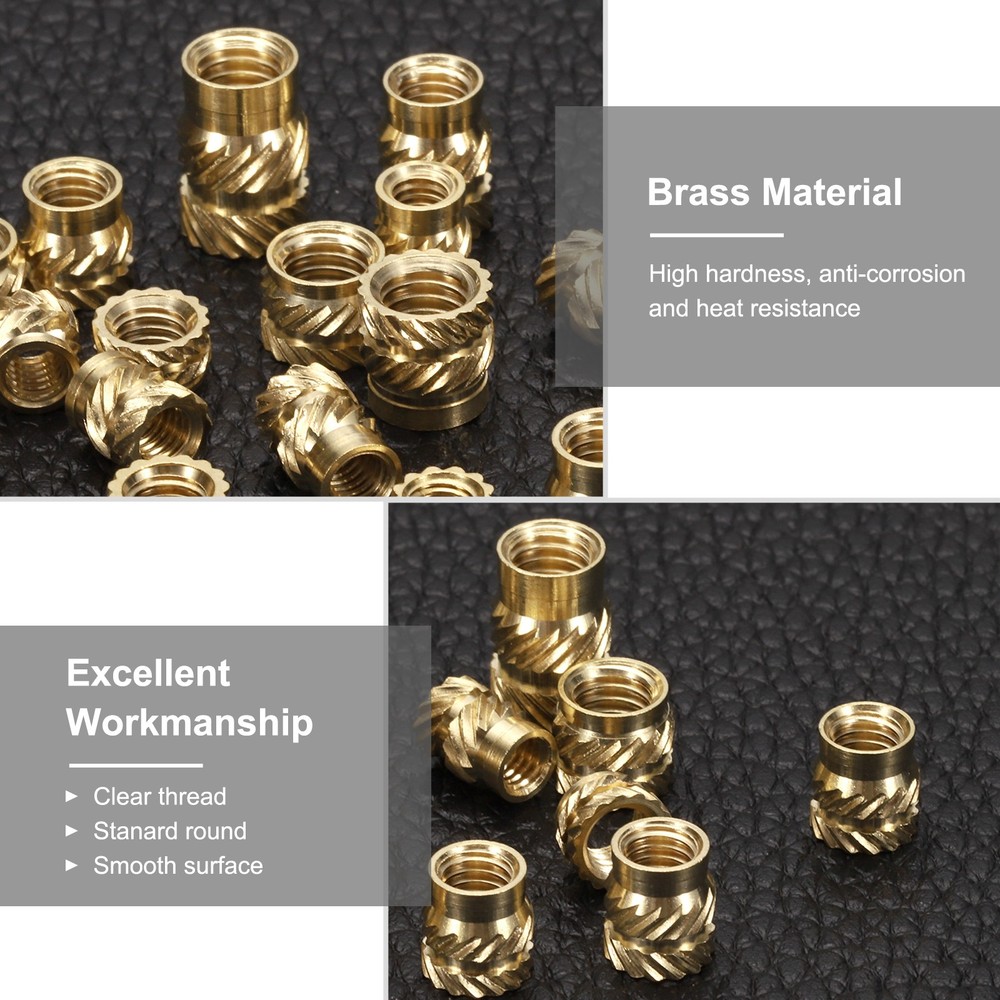 30pcs M5 Threaded Inserts Brass Heat Set Insert M5x9.5mm, OD 7mm Knurled Nuts