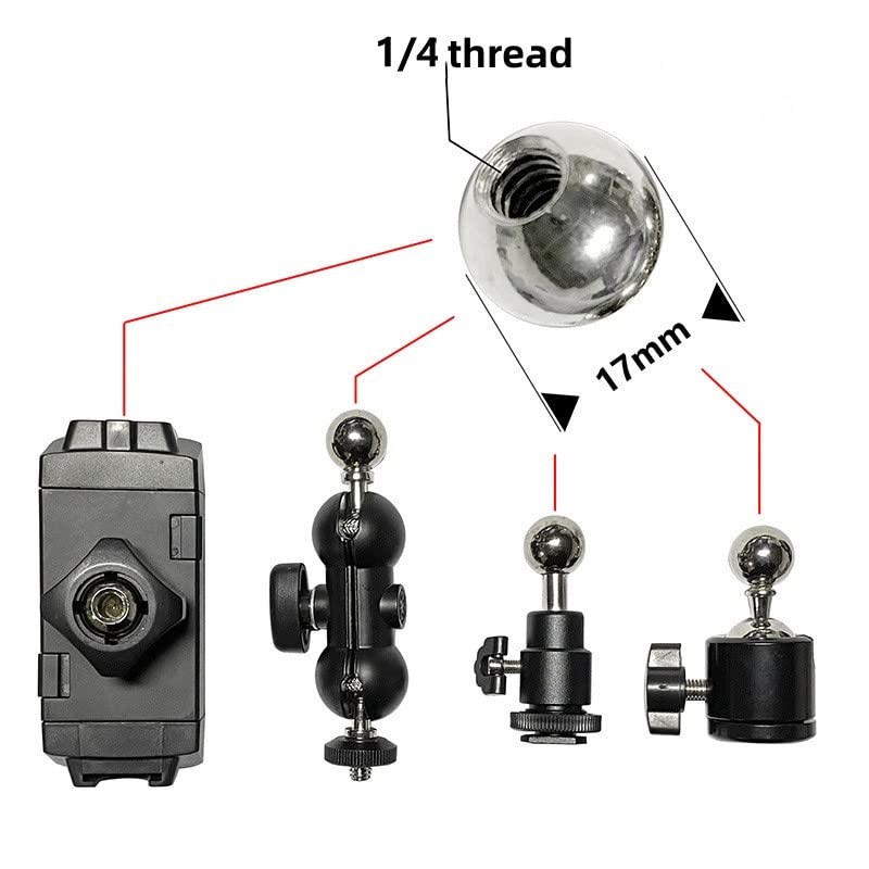 VizGiz 4 Pack 17mm Ball Head with 1/4 inch Threaded Screw Socket Silver