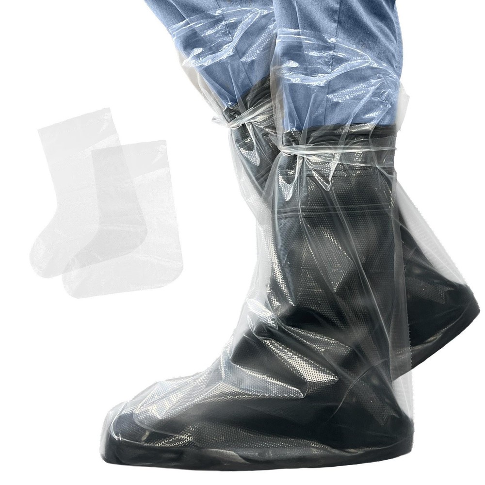 Clear Waterproof Disposable Boot Covers Non Slip 100 Count XL Size