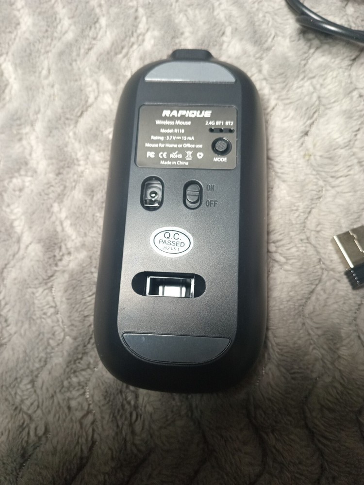 RAPIQUE Bluetooth Wireless Mouse Rechargeable Multi-DeviceTri-Mode, Black